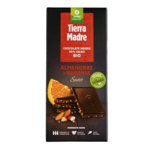 TABLETA CHOCOLATE ECOLÓGICO NEGRO 55% CON ALMENDRA Y NARANJA 100G TIERRA MADRE