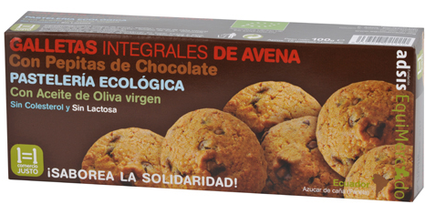 Galletas integrales de avena con chocolate 100 gr
