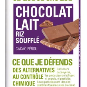 Chocolate con leche y arroz inflado bio 100 gr