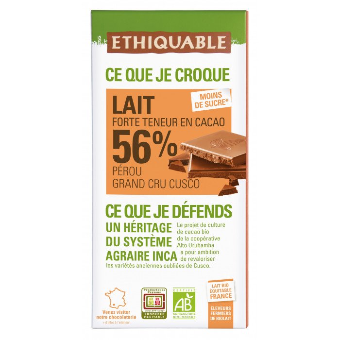 Chocolate con leche cacao 56% 100gr