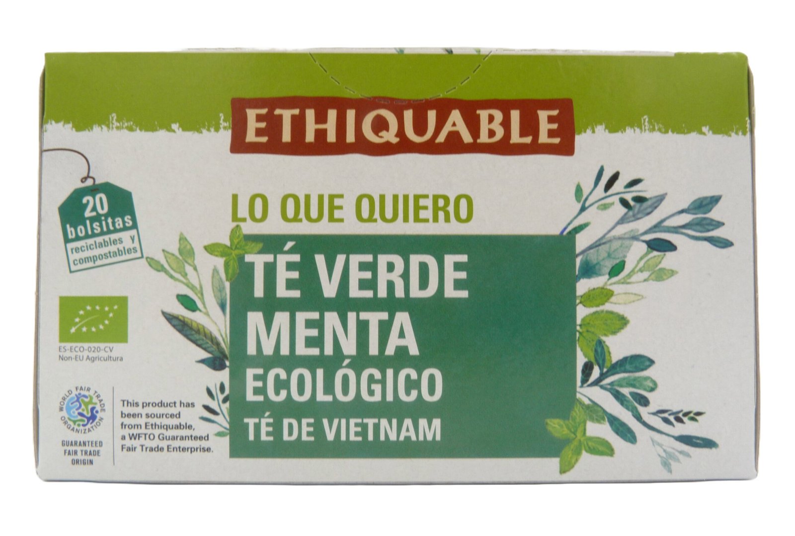 Té verde menta ecológico té verde Vietnam 20 bolsitas